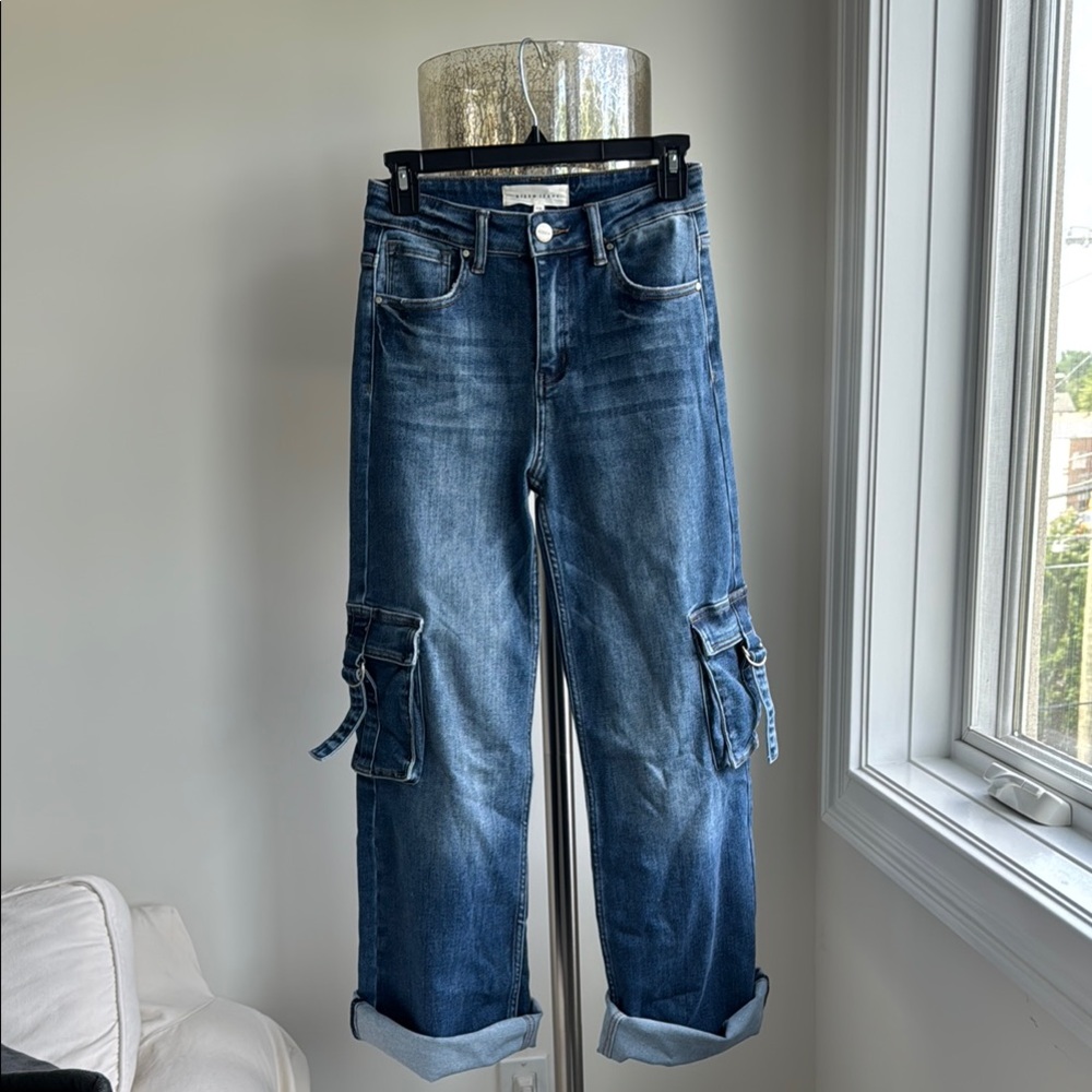 Risen Blue Boyfriend Jeans with Distressed Details